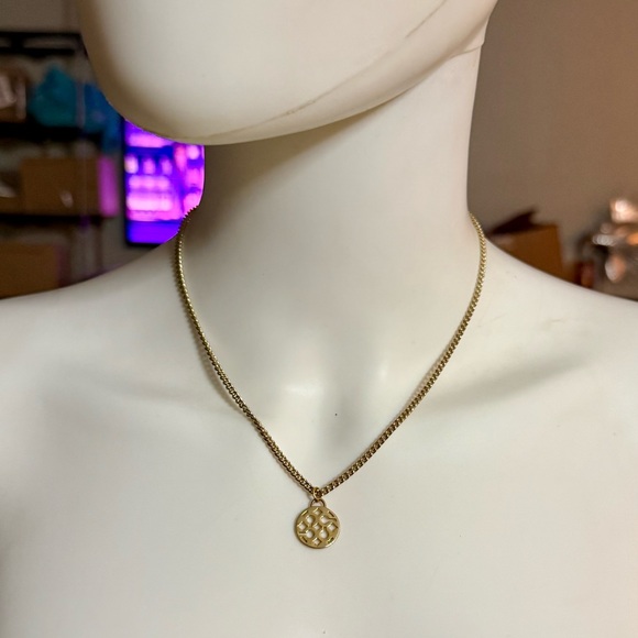 Coach Dainty Gold-tone Signature Poppy Pendant Necklace - Picture 2 of 7